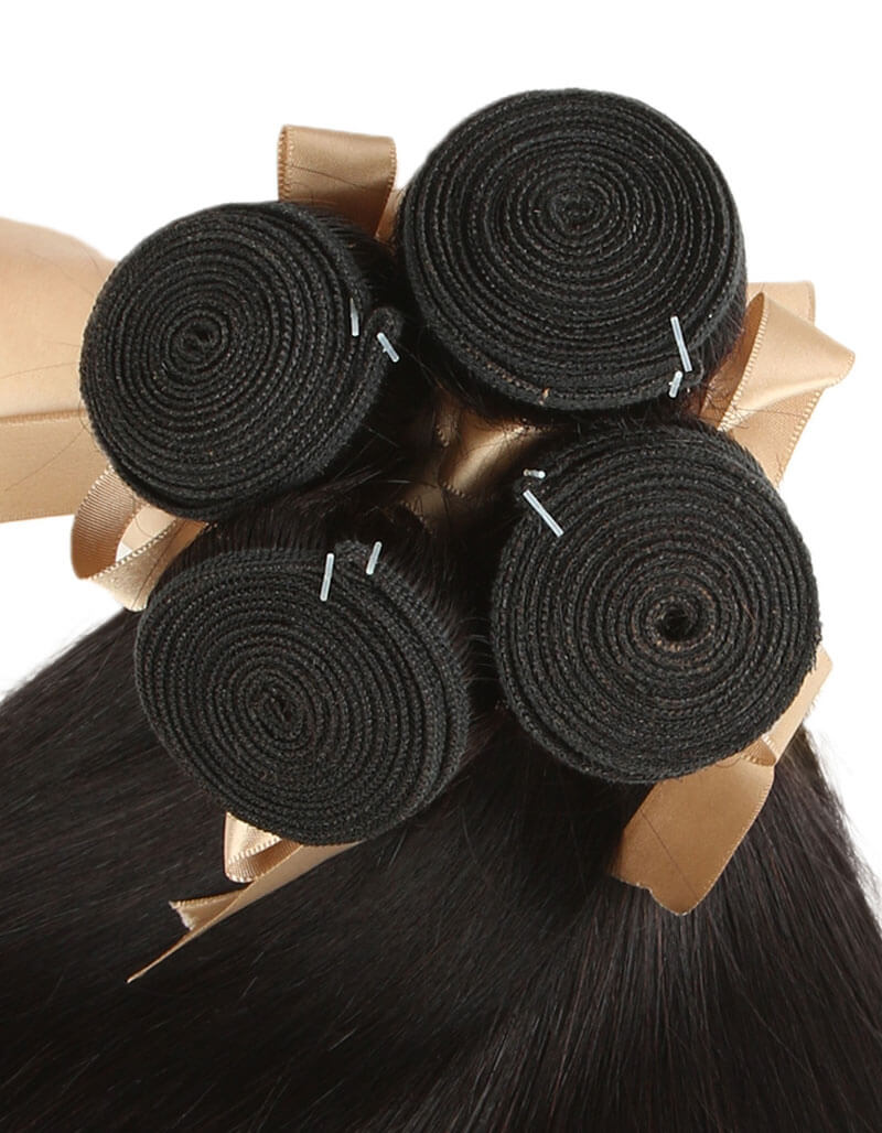 QVR Remy Human Hair Bundle Straight Hair 4 Bundles Natural Color