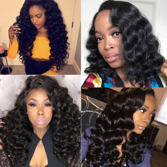 Loose Deep Wave Bundles with Closure Peruvian Hair Bundles with Closure Remy 100% Human Hair Bundles with 4x4 lace Closure