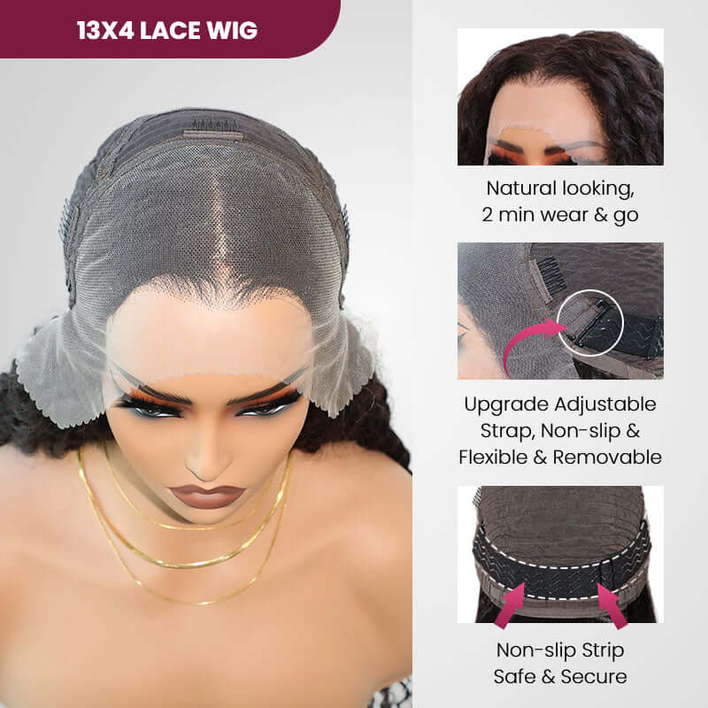 QVR Long Lace Front Wigs Deep Wave Pre Plucked Frontal Wigs