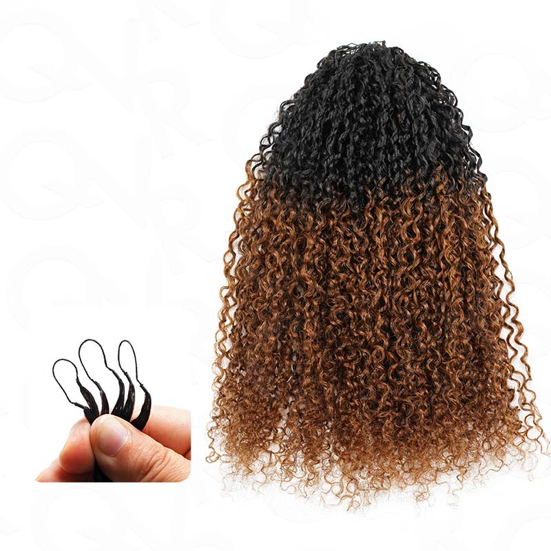 QVR #T1B/30 Crochet Hair Water Wave Machine Made Feather Human Hair Extension
