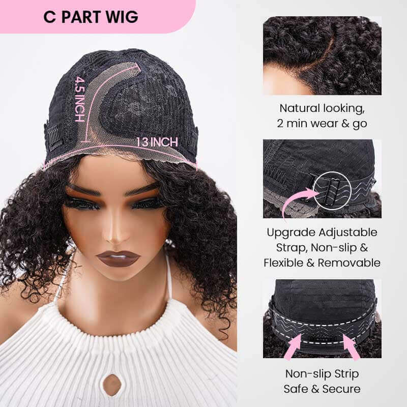 US Only|QVR Ash Blonde Side Part Short Cut Curly Wig