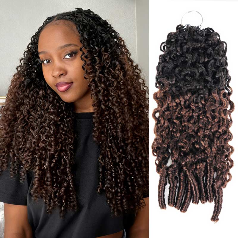 QVR Burmese Curly Feather Crochet Human Hair Salt&Pepper Machine Made Crochet Weave Hair Extensions