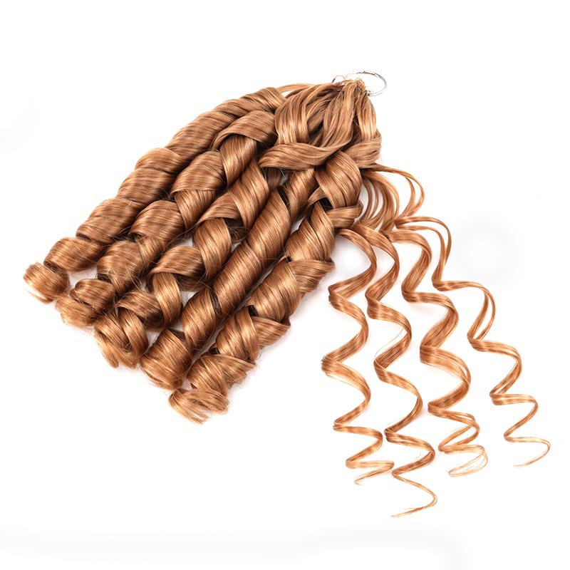 QVR Honey Blonde #27 Crochet Hair Water Wave Machine Made Feather Human Hair Extension