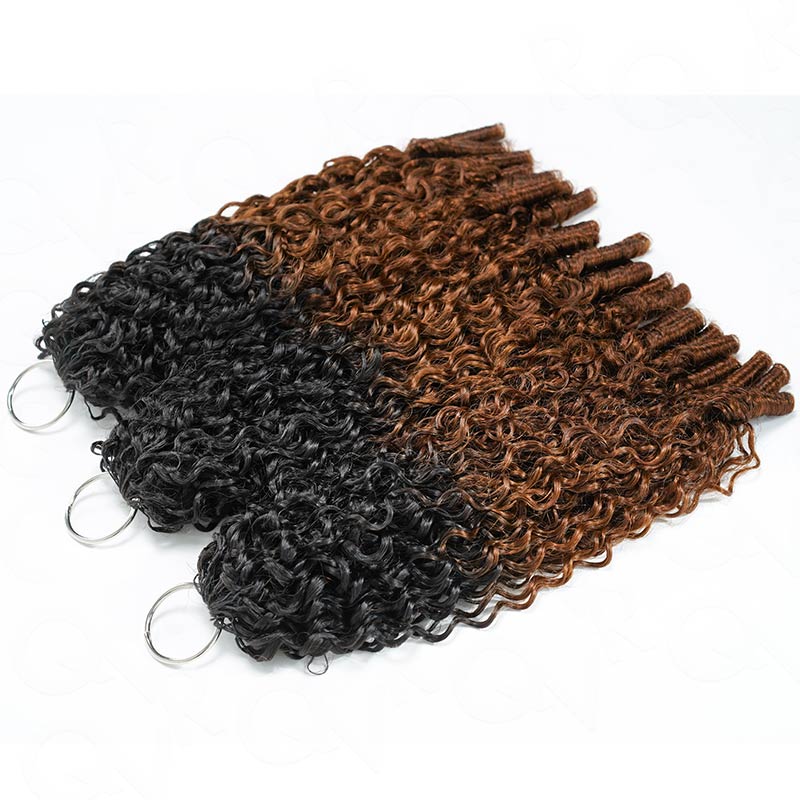 US Only|QVR #T1B/30 Burmese Curly Feather Crochet Human Hair