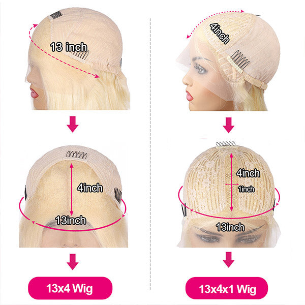 QVR Pink Color 13x4 Transparent Lace Front Wig Bone Straight Pre-plucked Human Hair Wigs