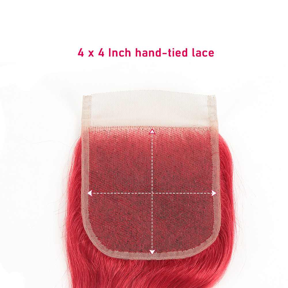 Skunk Stripe Human Hair 3 Bundles with Closure Red Closure And Black Hair Bundles Style Virgin Human Hair Weave