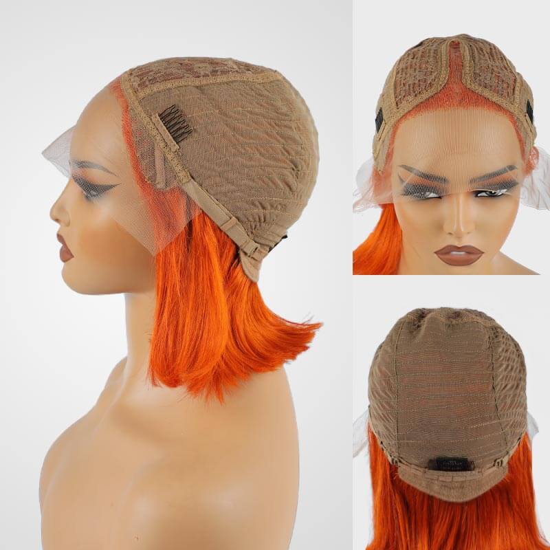 Flash Sale|Orange Straight T Lace Bob Wig
