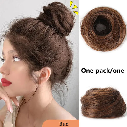 Synthetic Messy Bun Hair Piece for Women, Curly Updo Scrunchie Extension for Instant Volume and a High Crown💇♀️