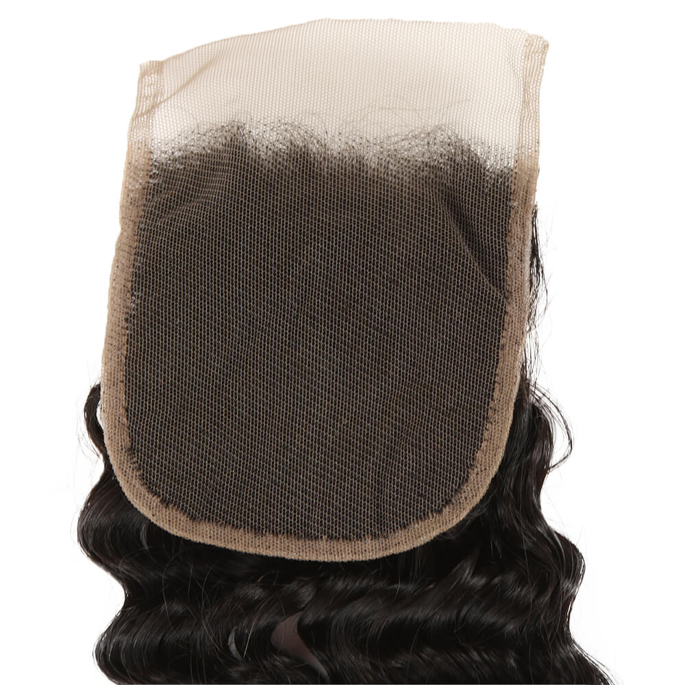 QVR Virgin Human Hair 4*4 Curly Closure Natural Color