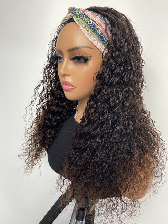 QVR Glueless Deep Wave Headband Wig Human Hair Wear and Go Wigs Natural Looking