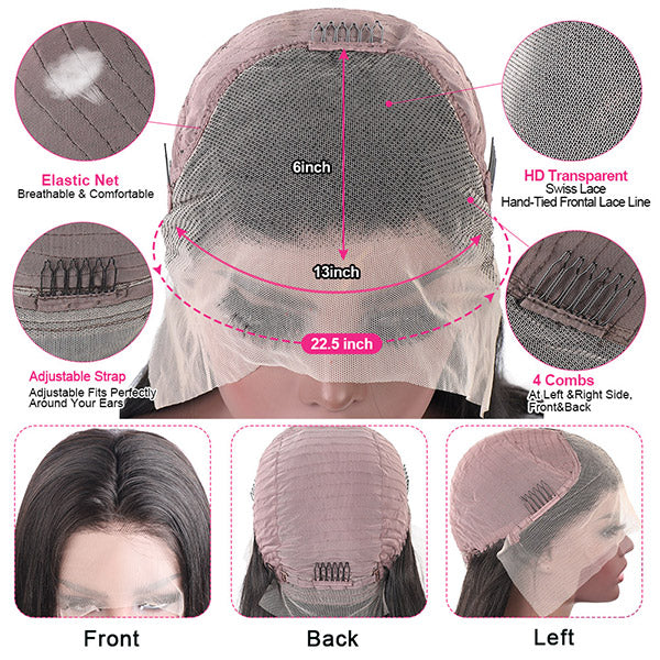 QVR Loose Deep Wave 13x6 HD Lace Front Wig Long Human Hair Wigs For Women