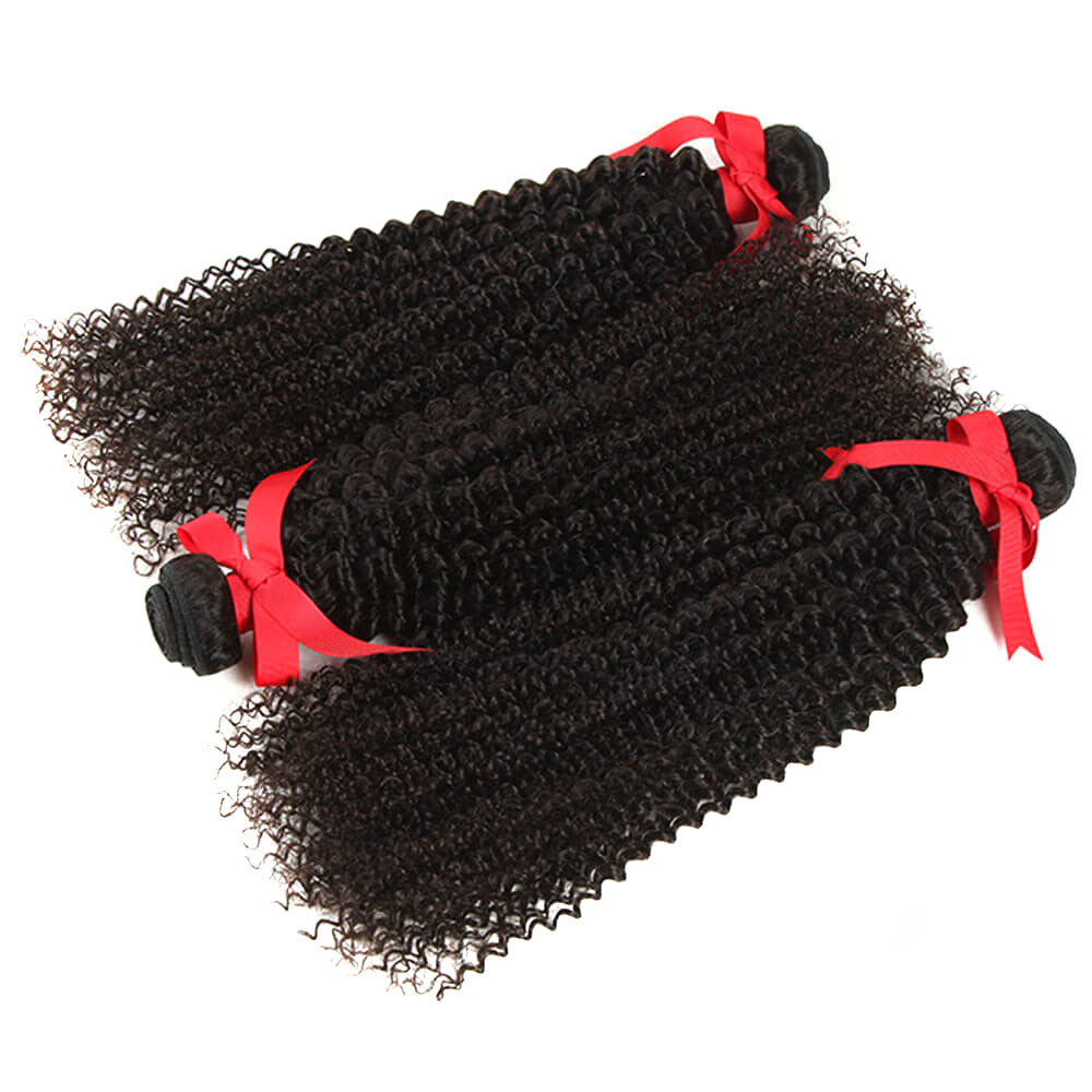 QVR Mongolian Human Hair Bundles Virgin Kinky Curly Jerry Curl Hair 3 Bundles Natural Color