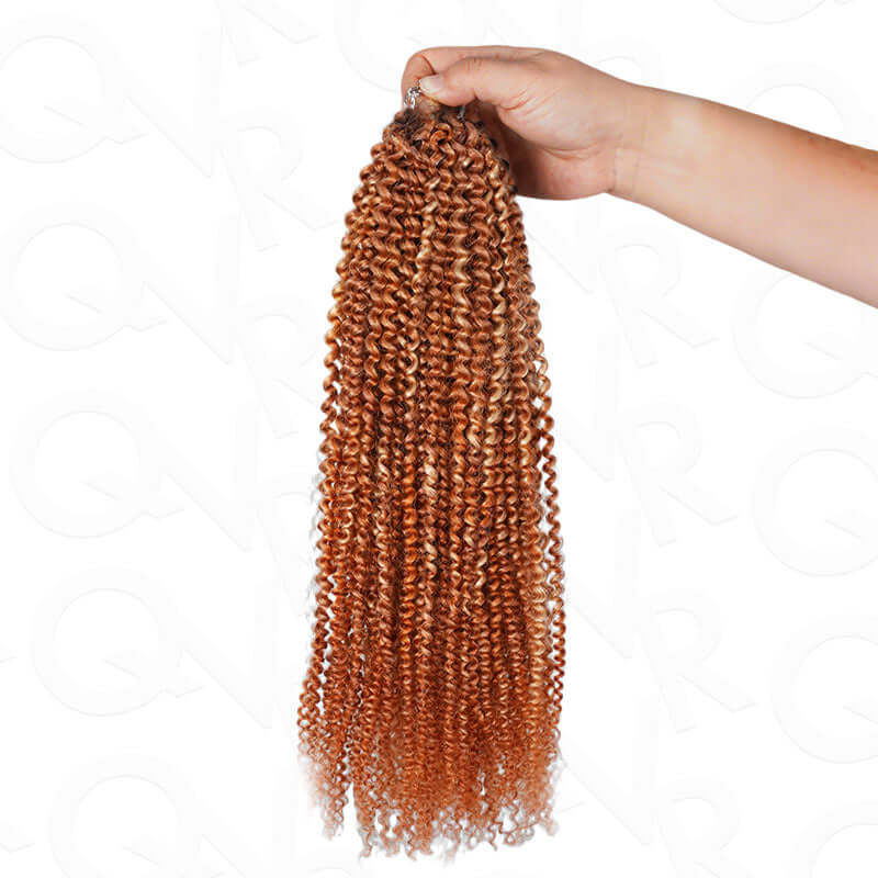 QVR Seamless Small Kinky Curly Feather Crochet Hair Highlight #P2/30 Machine Made Human Hair Extensions