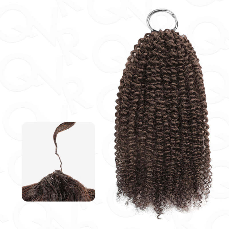 QVR Dark Brown #4 Crochet Hair Deep Wave Machine Made Feather Human Hair Extension