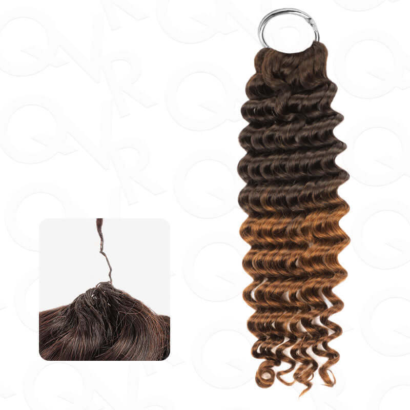 QVR #T2/30 Crochet Hair Afro Kinky Curly Machine Made Feather Human Hair Extension