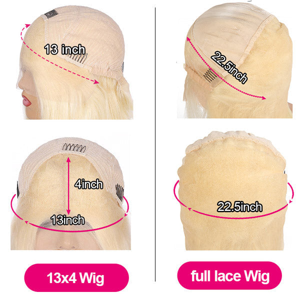 QVR #613 Blonde Body Wave Full Lace Wig Handmade Natural Black Human Hair Knotless Wigs