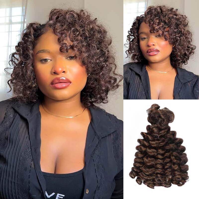 50% OFF|Natural Black Bouncy Curl Bulk Hair Extensions For Crochet Braids
