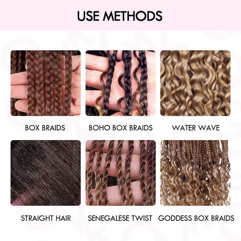 QVR Dark Brown #4 Water Wave Bulk Hair Extensions for Boho Knotless Braiding