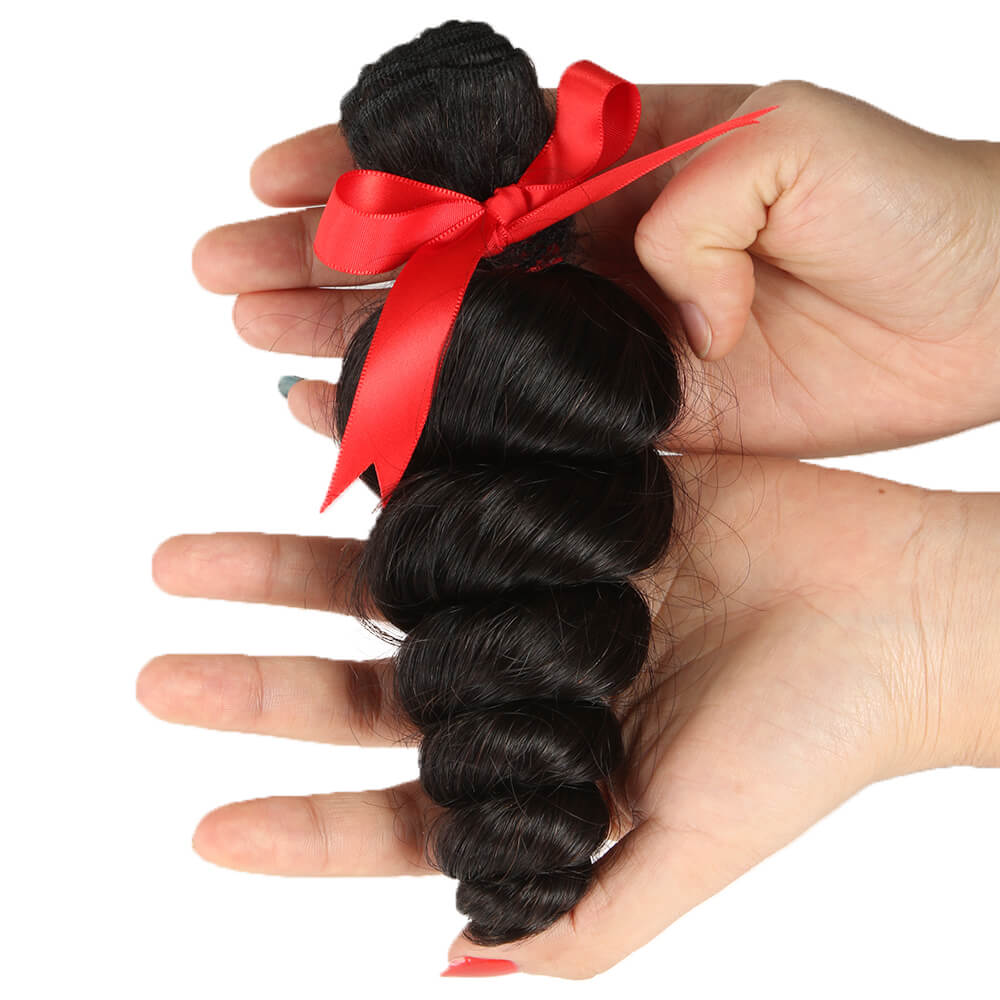 QVR Loose Wave Human Hair Weaves 1 Bundle
