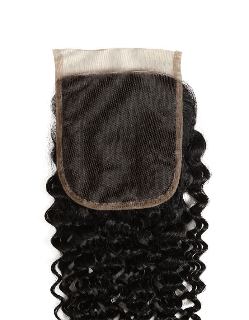 QVR Remy Human Hair 4x4 Closure Jerry Curl Natural Color