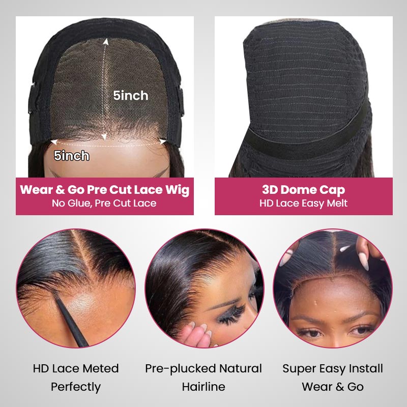 QVR Real Glueless 5x5 HD Transparent Lace Body Wave Wigs #33 Red Reddish Brown Auburn Color