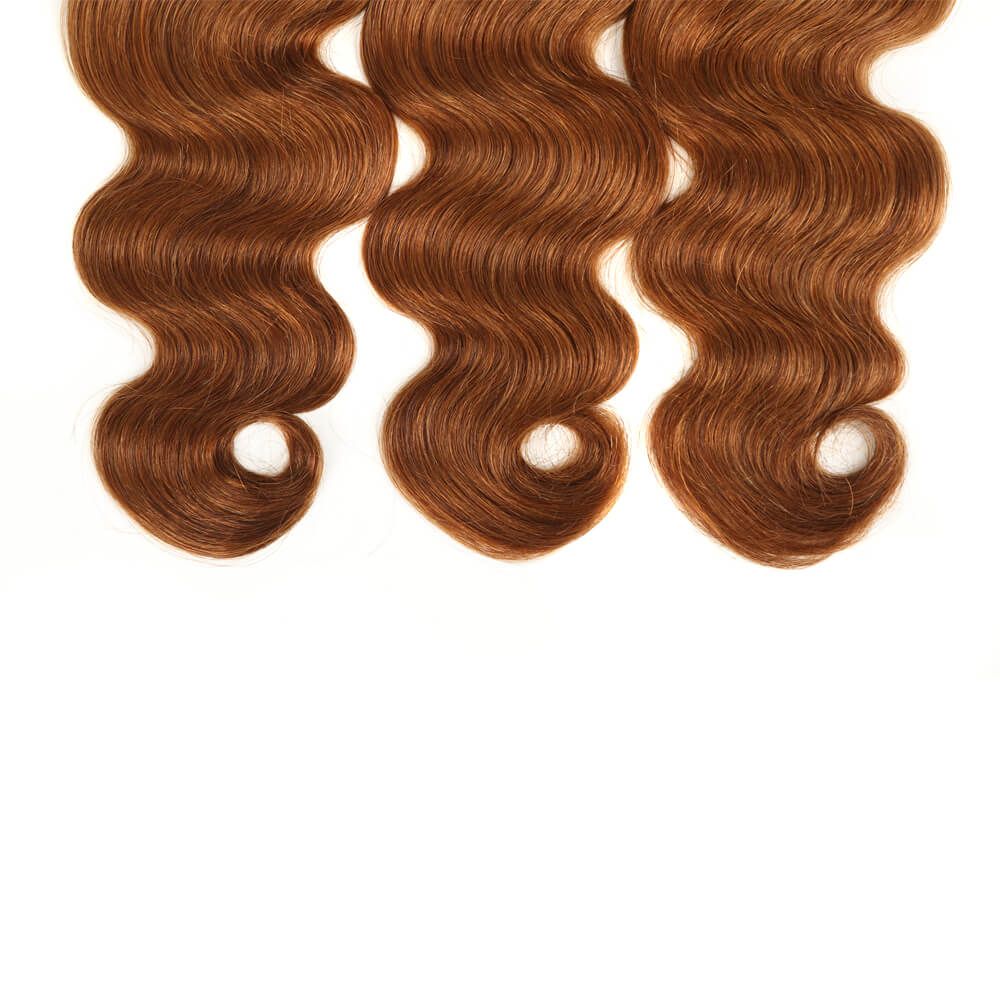 QVR Remy Human Hair 3 Bundles Ombre Brown Body Wave Hair T1B/30