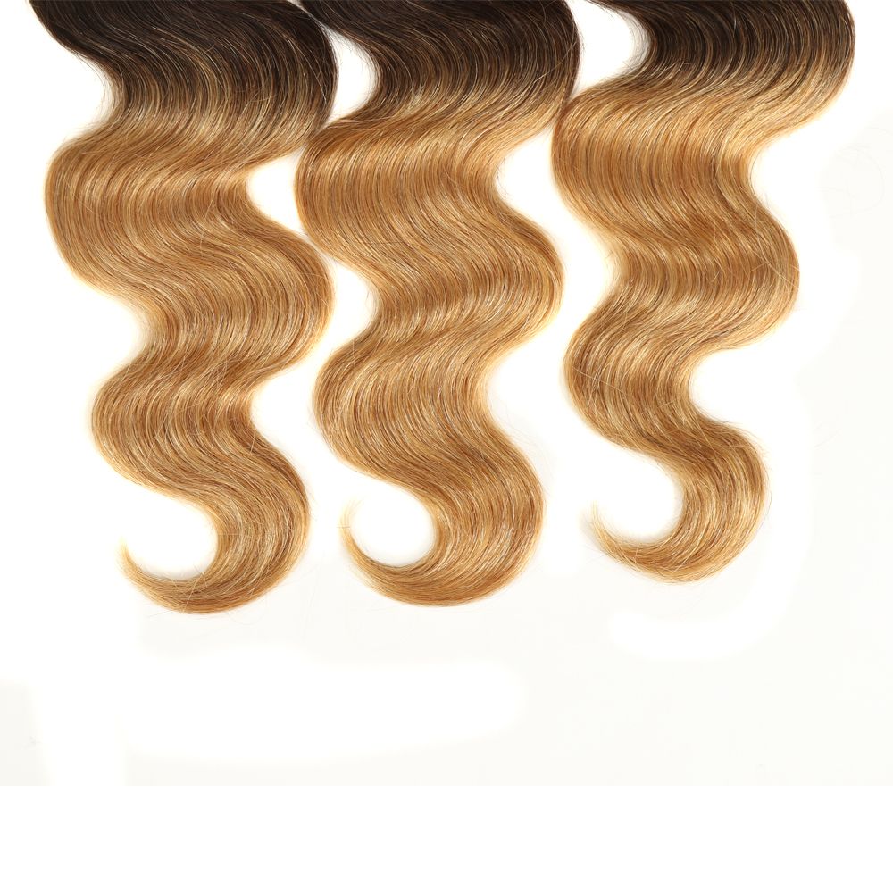 QVR Remy Human Hair 3 Bundles Body Wave Virgin Hair T1B/4/27