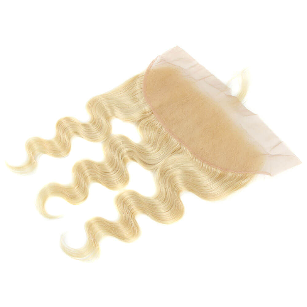 QVR Virgin Human Hair Blonde Body Wave 3 Bundles With 13*4 Lace Frontal