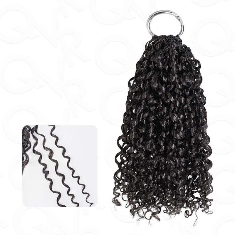 P3G5| Natural Black Small Kinky Curly Feather Crochet Hair
