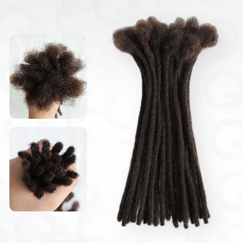 QVR Handmade Dreadlocks Dark Brown #4 Thickness 0.6cm Human Hair Loc Extensions