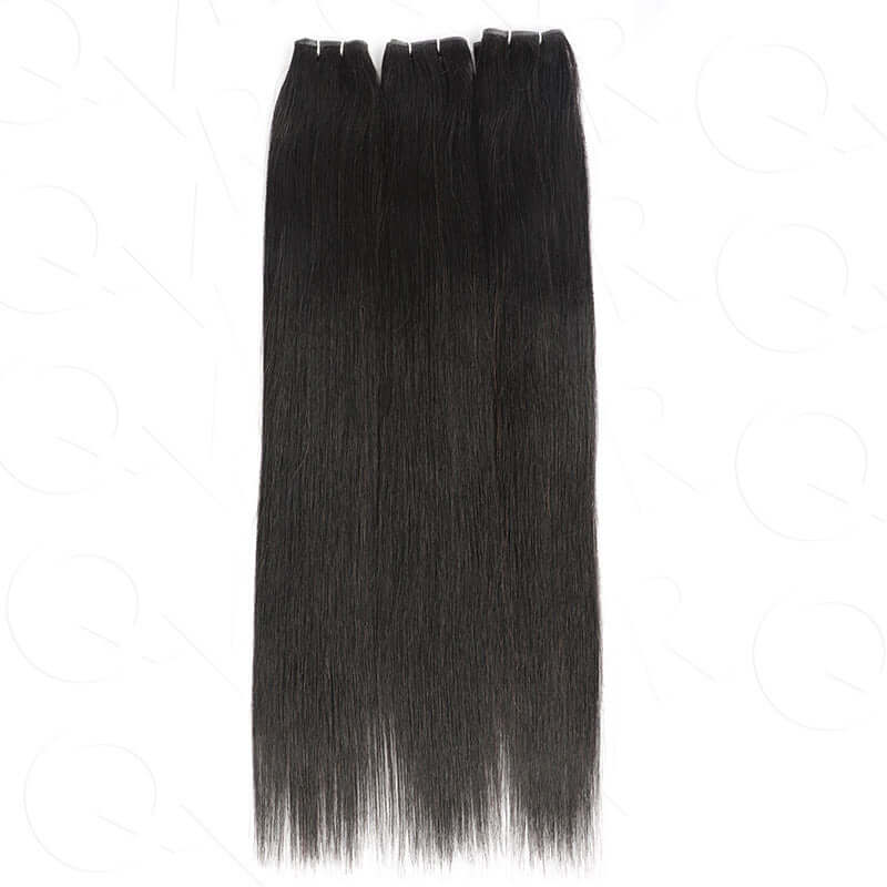 QVR Quick Weave Human Hair Bundles Blonde Straight Invisible Genius Weft Sew In Hair Extensions
