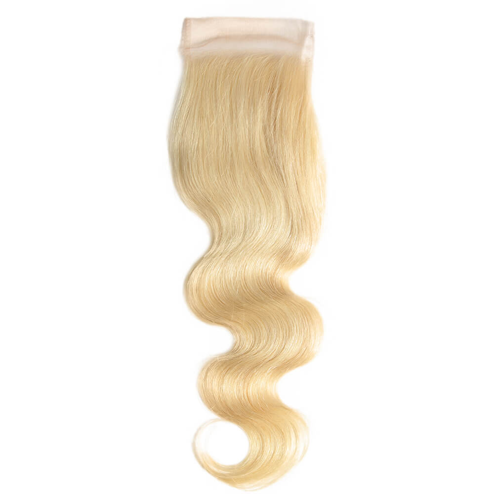 QVR Body Wave Human Hair Bundles 3 Ginger Orange Human Hair Bundles with Blonde Lace Closure Skunk Stripe