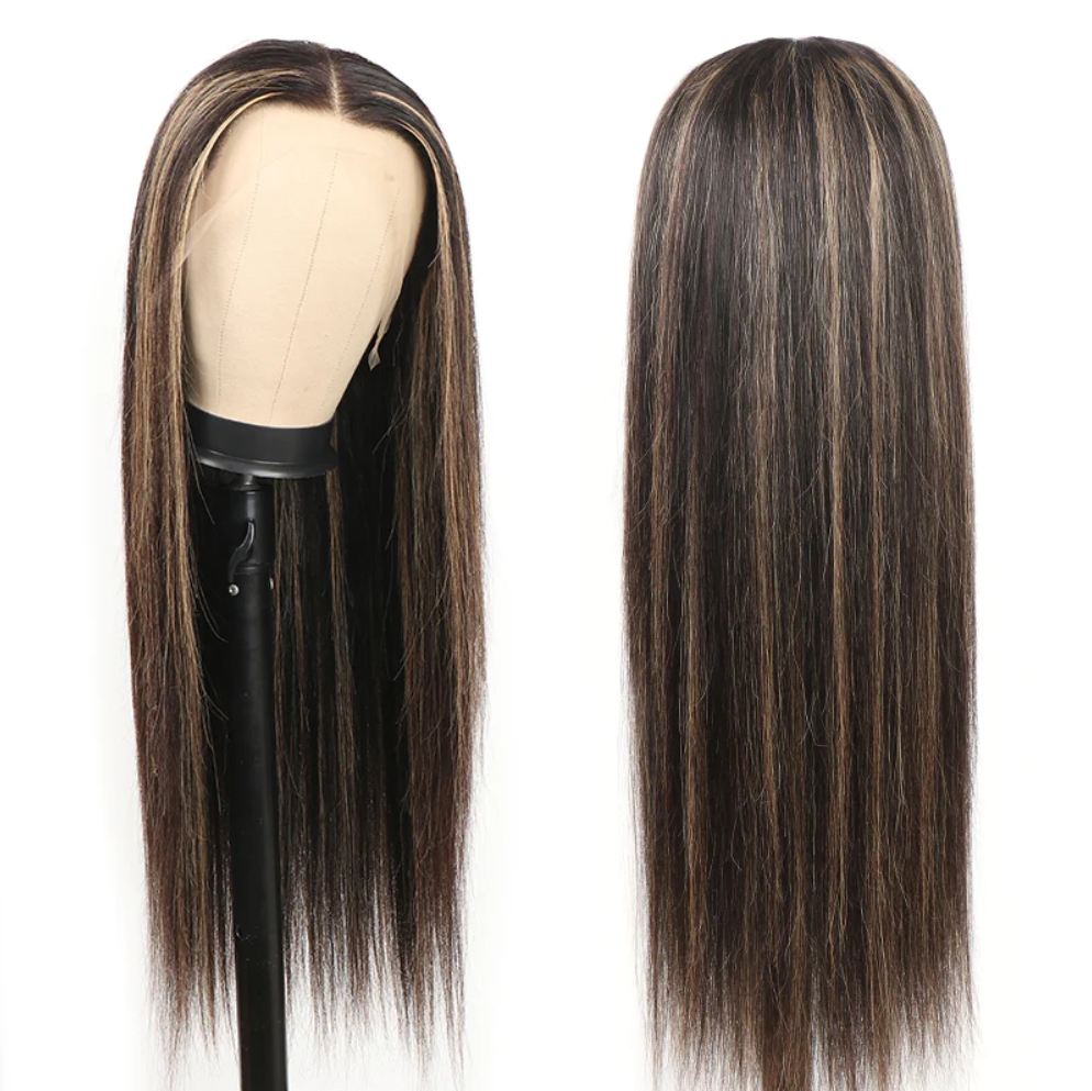 New Highlight Gold Sand Transparent 13x4 Lace Frontal Wigs Body Wave/Straight/Jerry Curly Human Hair Color Wig