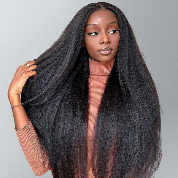 QVR Brazilian Virgin Full Lace Frontal Human Hair Wigs Kinky Straight Wigs Yaki Straight Hair