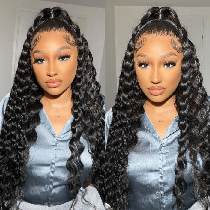 QVR Loose Deep Wave Wig 13x4 Lace Front Human Hair Wig For Women Natural Hairline With Baby Hair