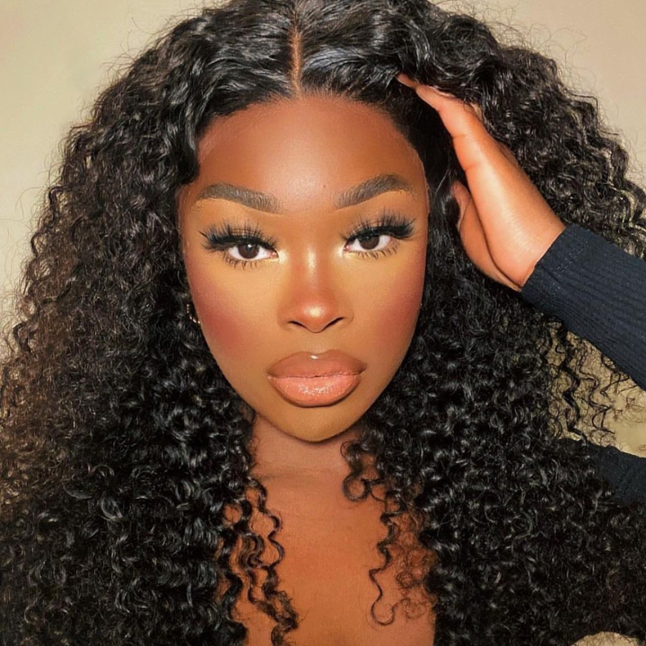 QVR Pre-plucked Undetectable 13x4/4x4/13x6 Transparent Lace Frontal Wig Kinky Curly Human Hair Wig