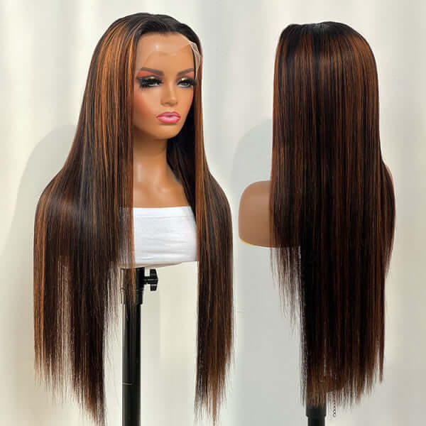 QVR Glueless Wig Highlight P1B/30 Body Wave 13x4 Lace Frontal Wigs Human Hair Wig For Black Women