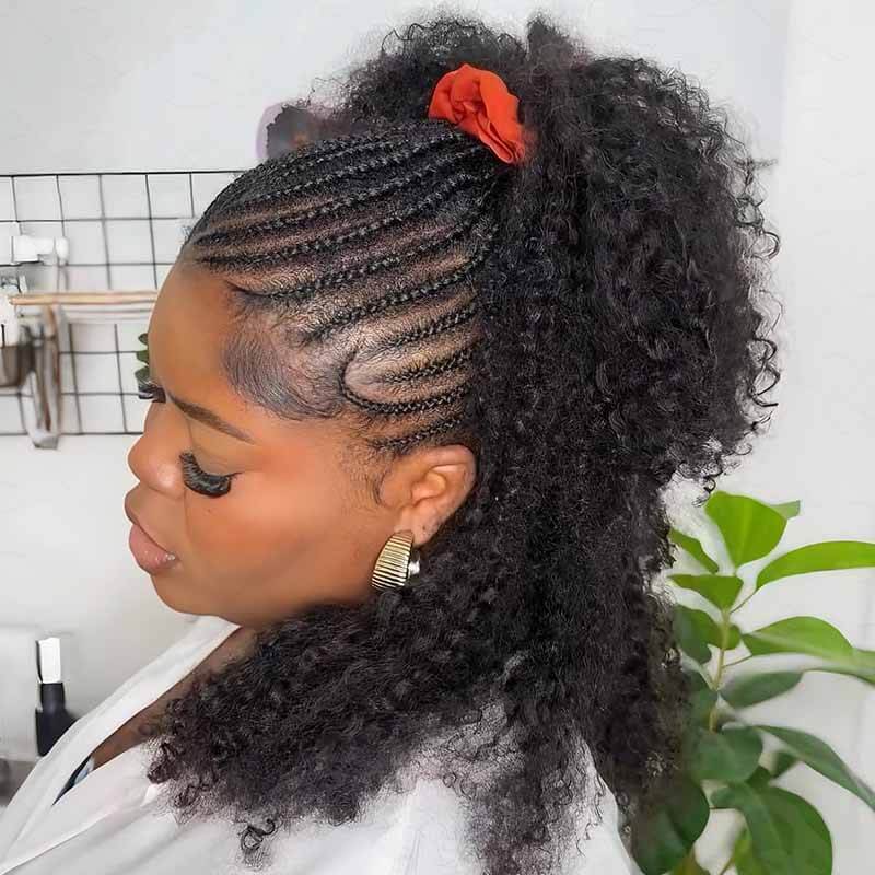 US Only|QVR #1B Afro Kinky Curly Feather Crochet Human Hair