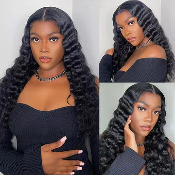 QVR Loose Deep Wave Wig 13x4 Lace Front Human Hair Wig For Women Natural Hairline With Baby Hair