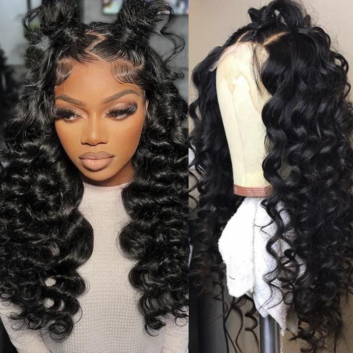 QVR Loose Wave Wedding Hairyle Transparent Wig 13x4 Lace Frontal Virgin Human Hair Wigs