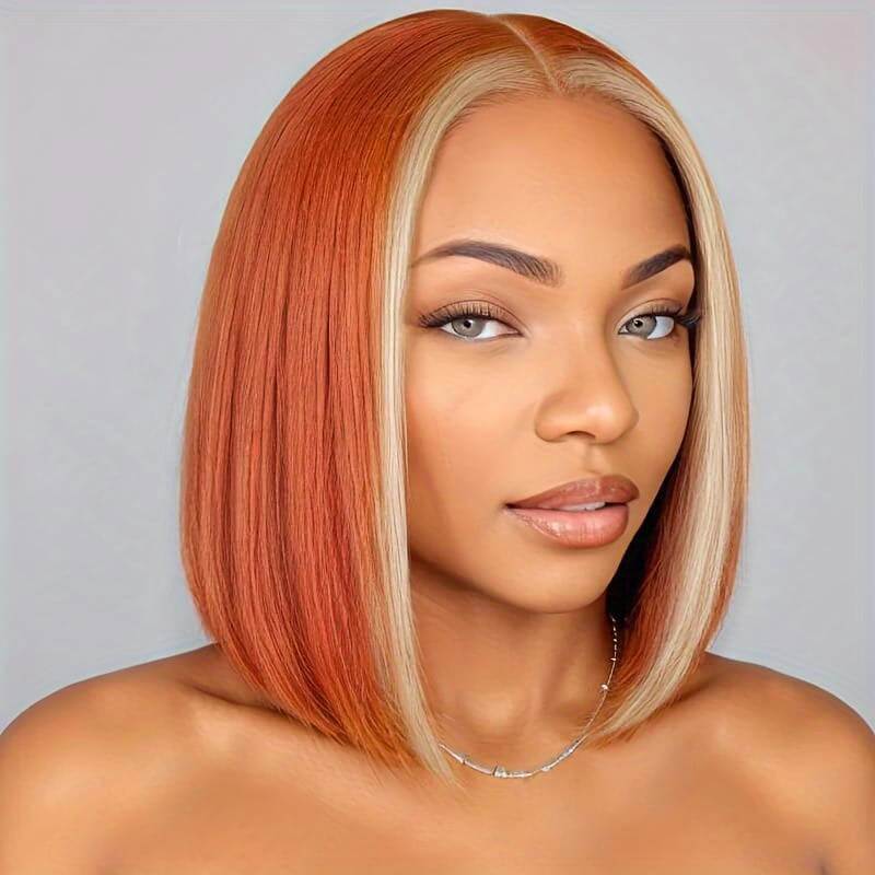 Flash Sale|Ombre Orange/613 Straight T Lace Bob Wig