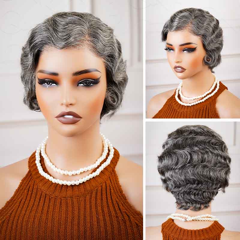 QVR New Ocean Wave Short Pixie Cut 13x4 Lace Frontal Wig