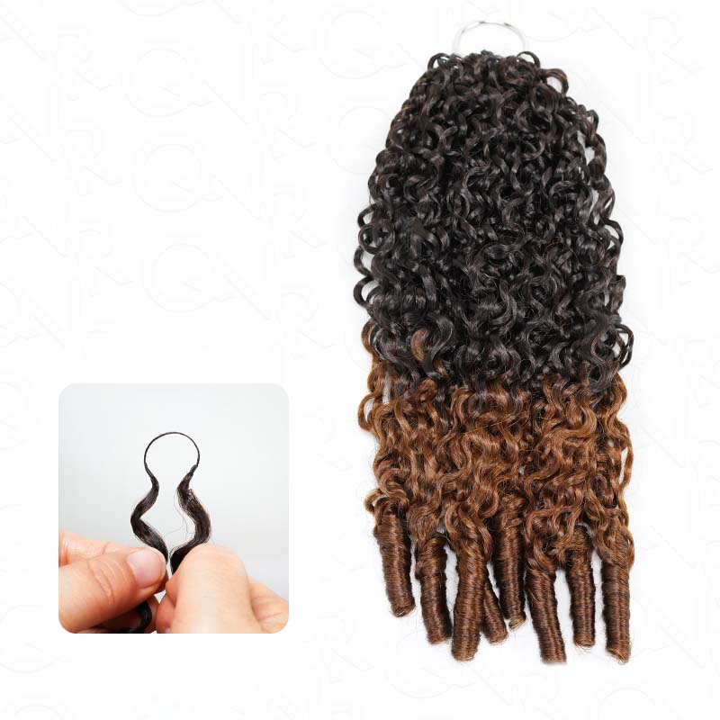 QVR Multi-Colors Feather Crochet Human Hair Burmese Curly Machine Made Crochet Weave Hair Extensions