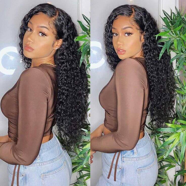 QVR Pre Plucked Long Curly Lace Front Wig High Quality Long Human Hair Wigs