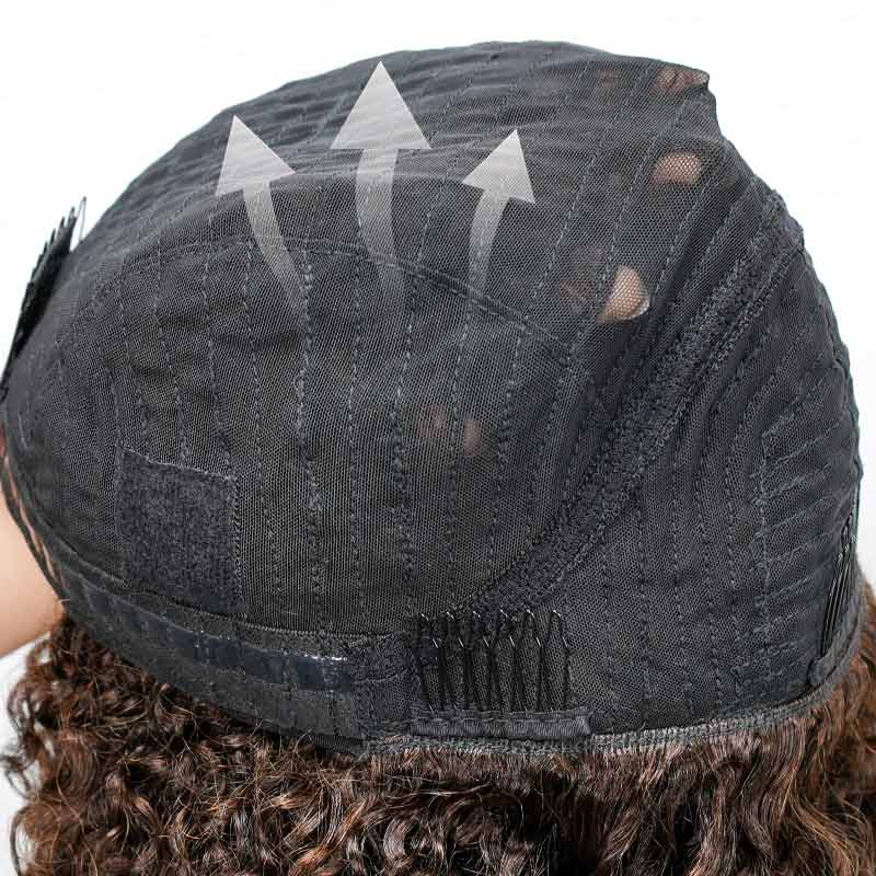 QVR Glueless Ombre Brown Twist Curly Half Wig 250% Density Human Hair Wig #T2/30 Wear Go Flip Over Wig