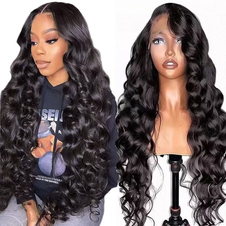 QVR Loose Deep Wave 13x6 HD Lace Front Wig Long Human Hair Wigs For Women