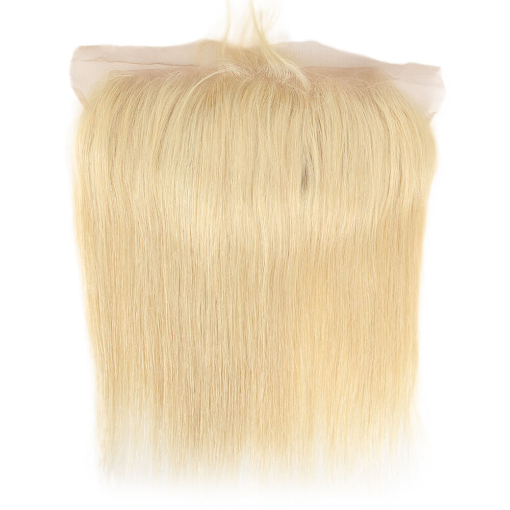 QVR Remy Human Hair 13*4 Blonde Straight Frontal Closure 613