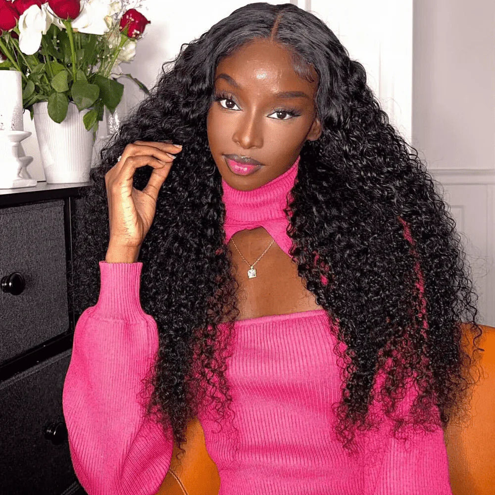 QVR Glueless 13x4 HD Lace Frontal Wig Deep Wave Invisible HD Lace Human Hair Wigs