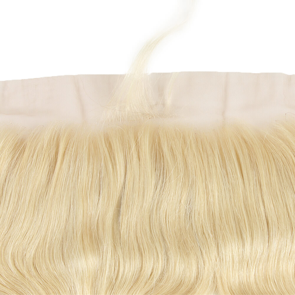QVR Remy Human Hair 13*4 Lace Frontal Blonde Color Body Wave Closure 613