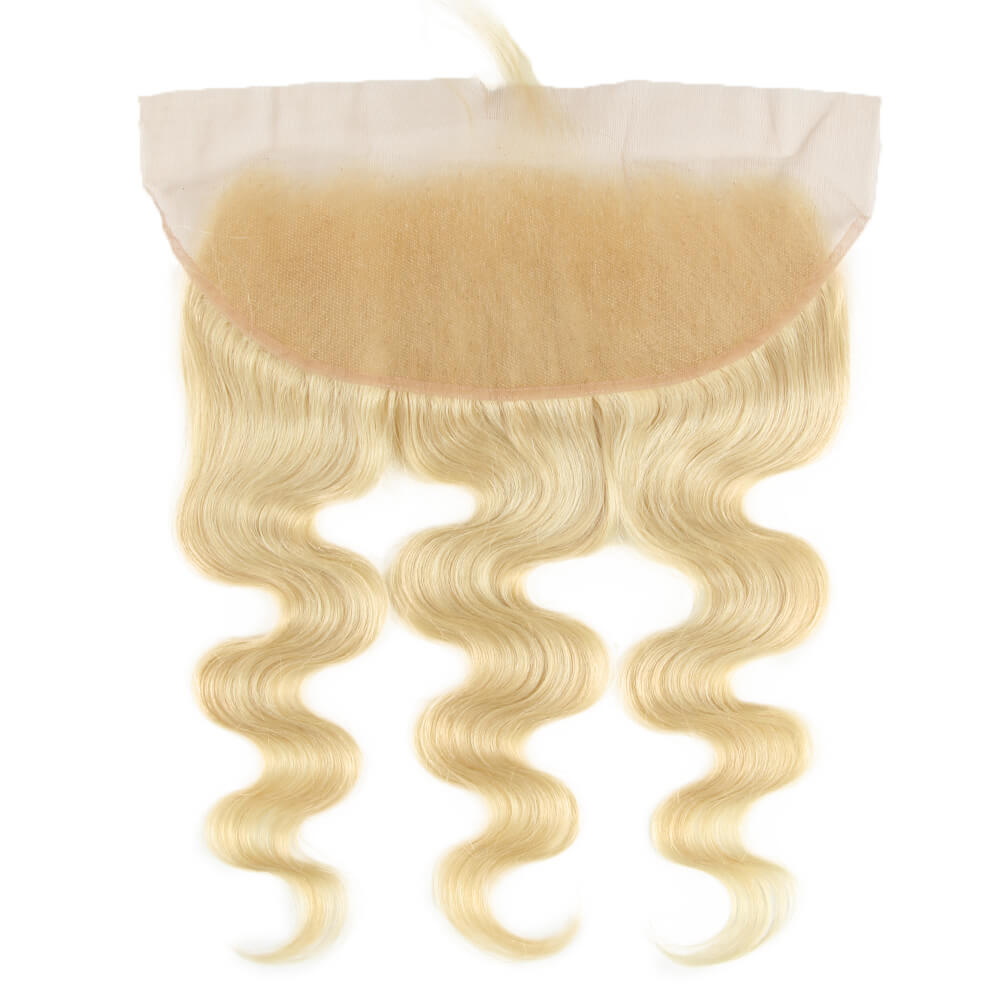 QVR Remy Human Hair 13*4 Lace Frontal Blonde Color Body Wave Closure 613
